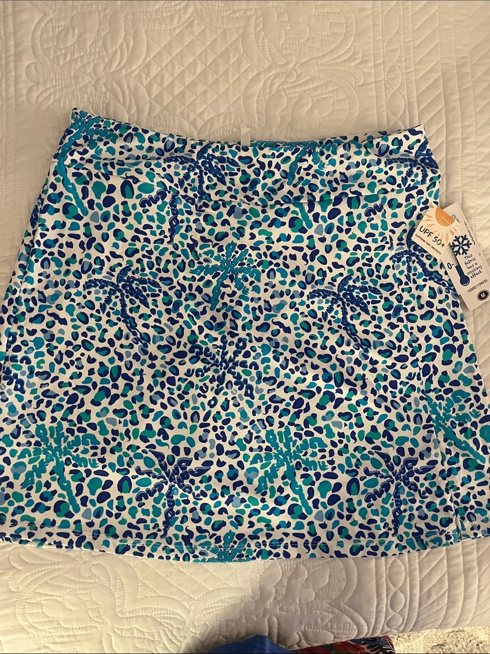 Lulu-B: Blue & Teal Palm Print Skort